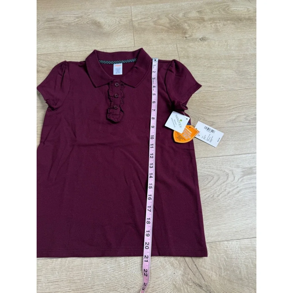NWT Girls Kid Gymboree playproof uniforms nanotex short sleeve polo maroon sz 12